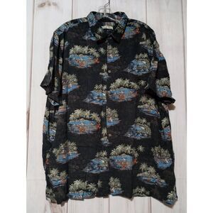 Batik Bay Shirt Men's XXL Black Button‎ Front Short Sleeve Hawaiian